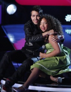 Prince Royce with 11 year-old contestant Paola Guache.