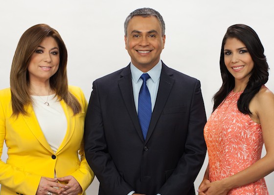 L to R: Blanca Garza, César Bayona, and Gabriella Dellán anchor KSTS-48's evening newscast.