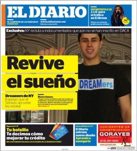 Front page of the redesigned El Diario, launched on June 4.