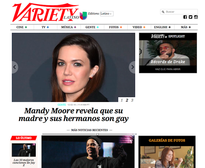 Variety Latino homepage