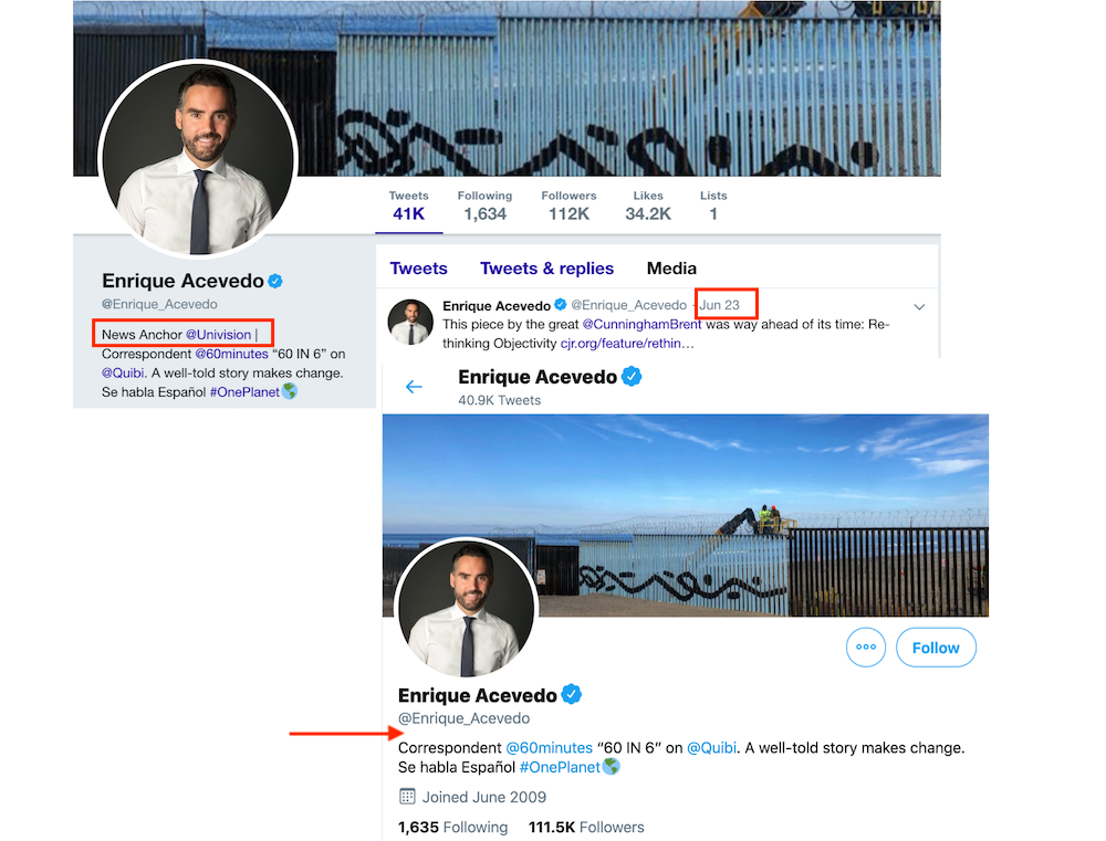 Enrique Acevedo Twitter account